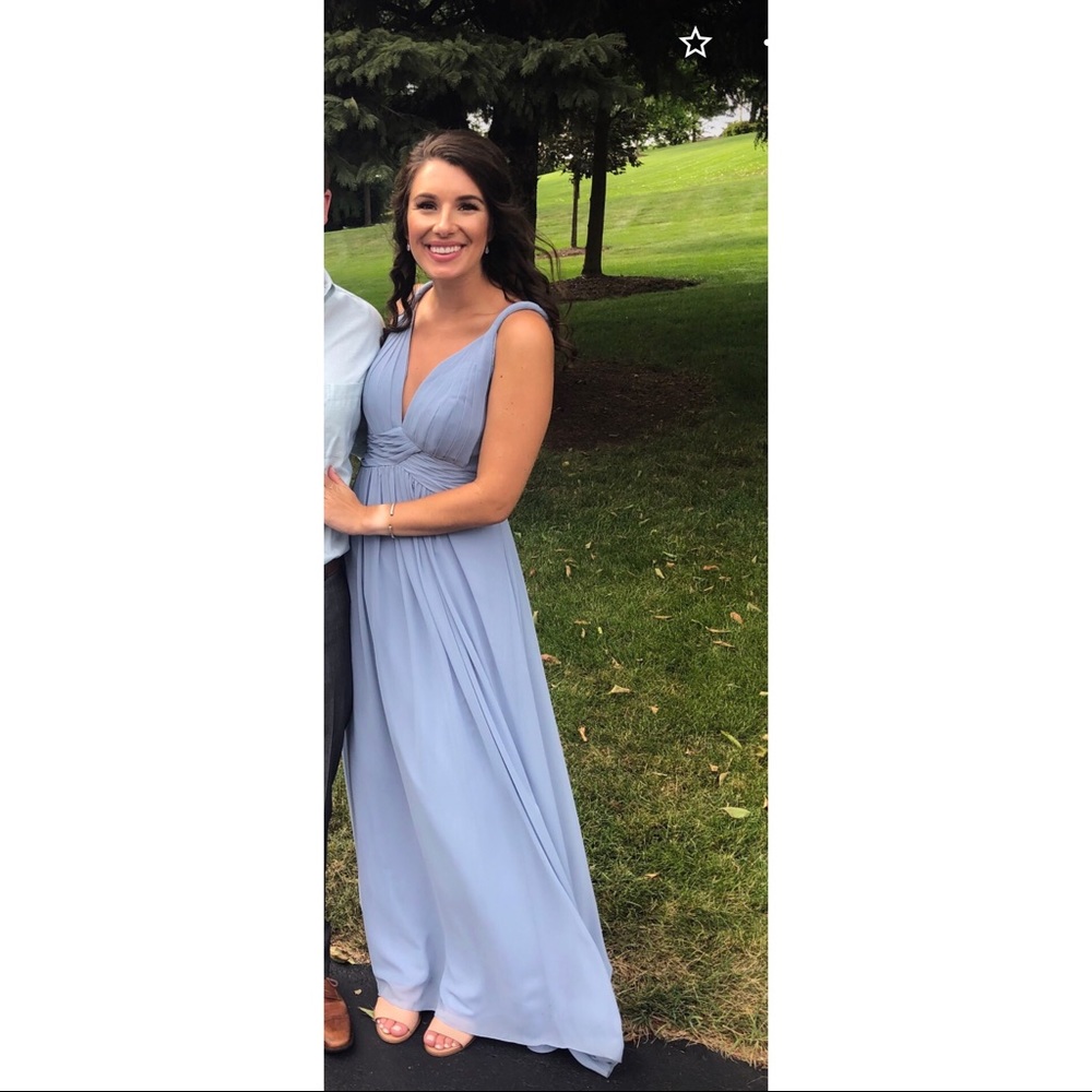 Azazie Maren Bridesmaid Dress Dusty Blue Size 6